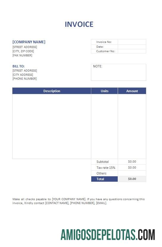 Formato de fatura grátis exemplo real